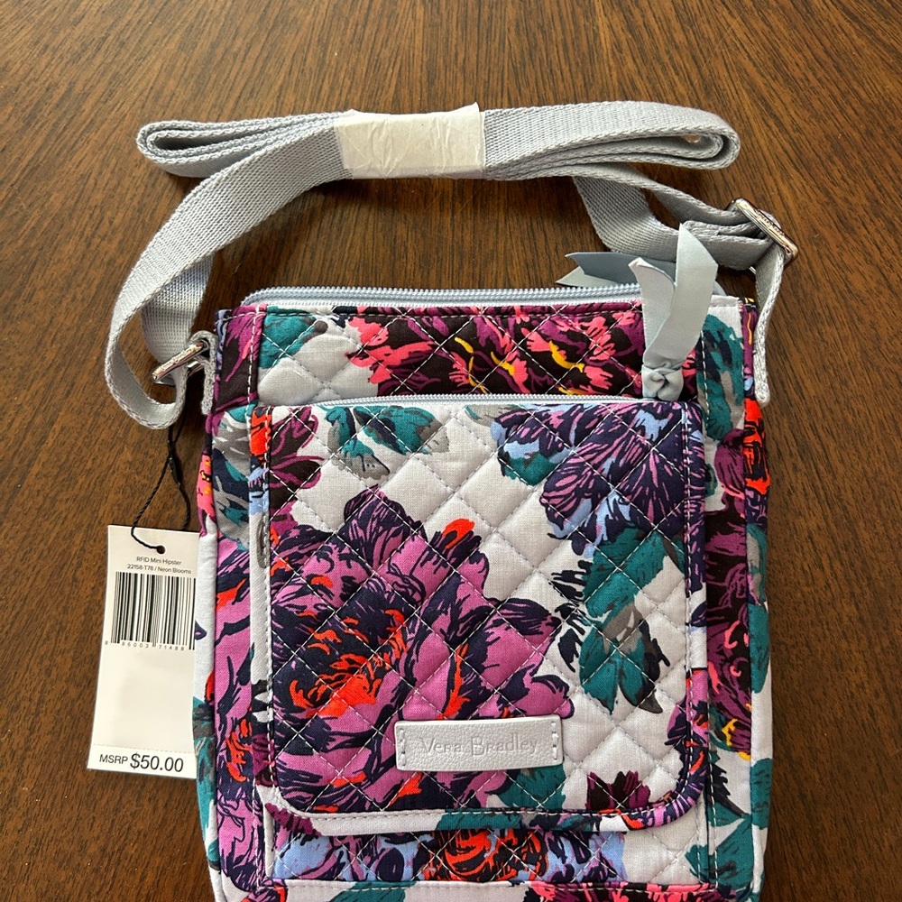 Vera Bradley Pink and Purple Crossbody Bag with Floral Design